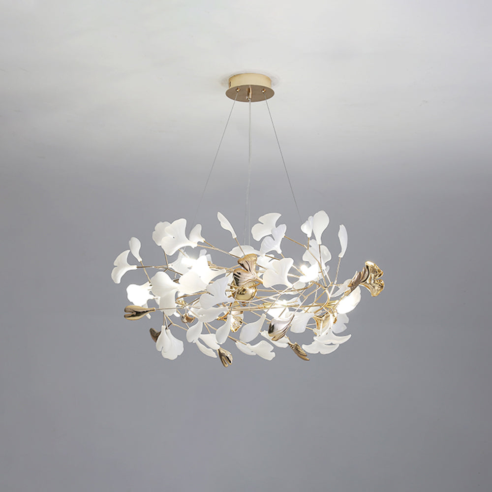 Olivia Runde Pendelleuchte, 38/48/64/66/84/72/84/88/96/104 Blätter, Keramik & Metall - Lumpaz