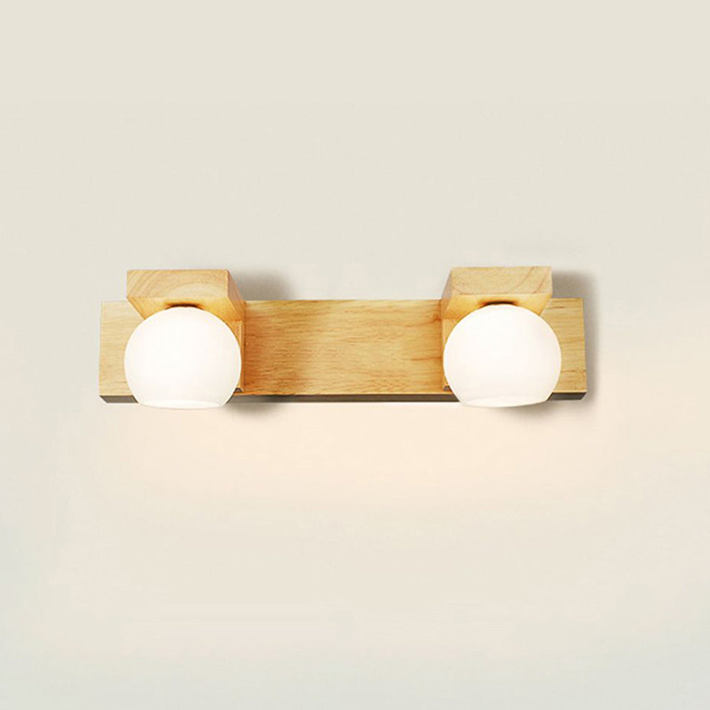 Ozawa Holz Rund Spiegelfront Waschtisch-Wandleuchte, 2/3-flammig - Lumpaz