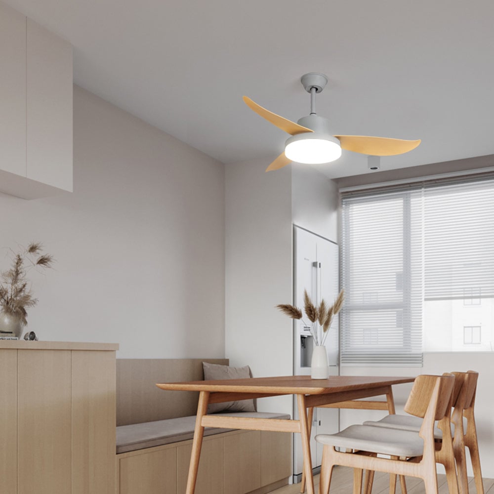 Haydn 3 Blätter Deckenventilator mit Beleuchtung, Metall & Acryl, ∅95/112CM - Lumpaz