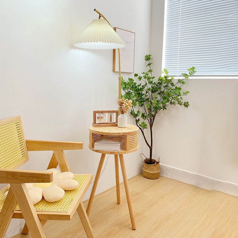 Ozawa Plissierte Stehleuchte mit dem Nachttisch, Metall & Holz, 2 Farben, 3 Stile - Lumpaz