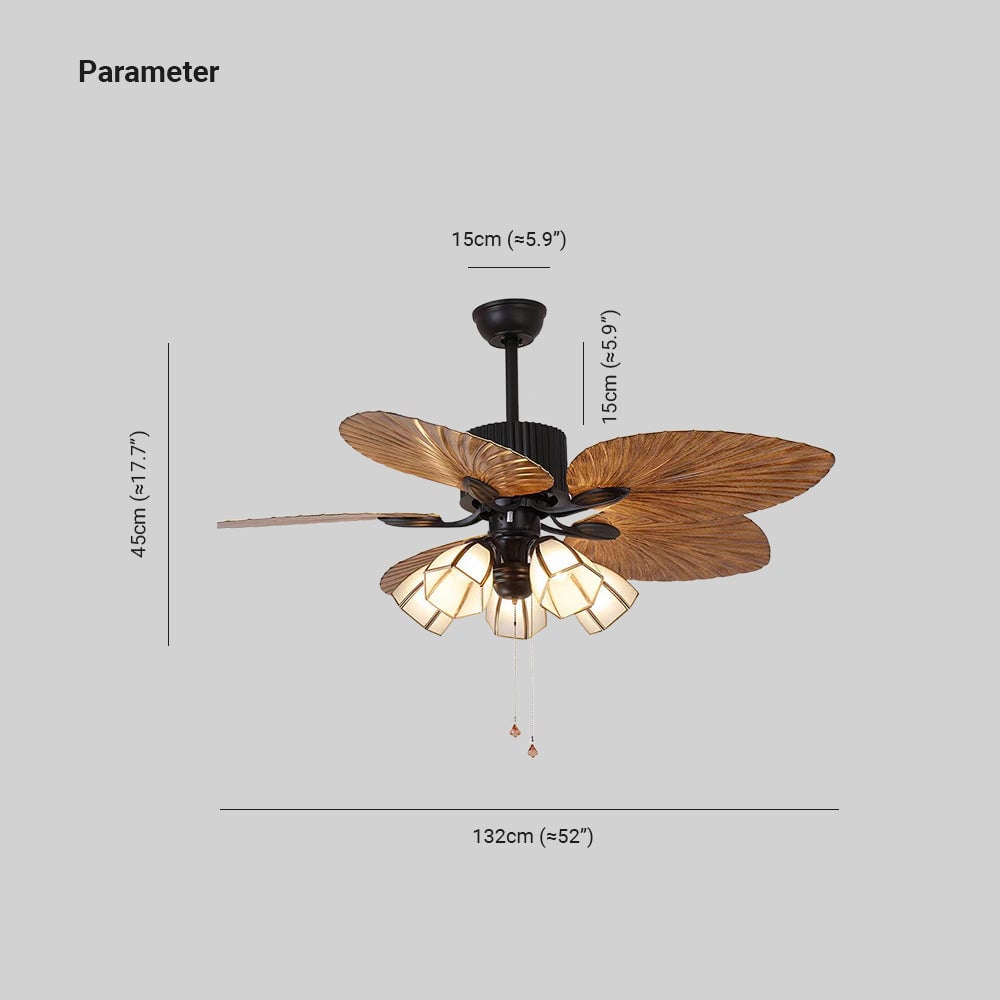 Bella 5-Blatt-Deckenventilator mit Beleuchtung, 3/5-flammig, ∅130CM - Lumpaz