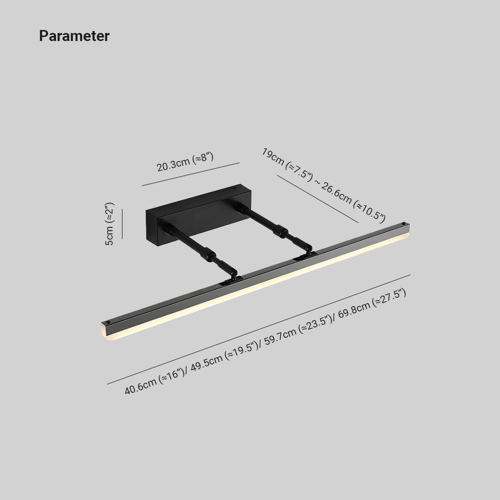 Edge Spiegelfront Waschtisch-Wandleuchte, 3 Farben, Metall, 41/50/60/70CM Lang - Lumpaz