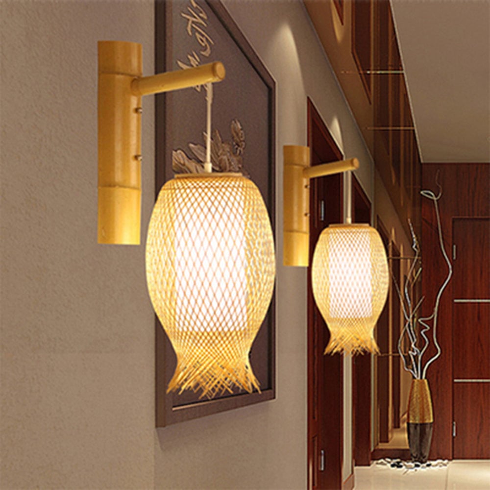 Muto Bamboo Weben Wandleuchte, 4 Stile - Lumpaz