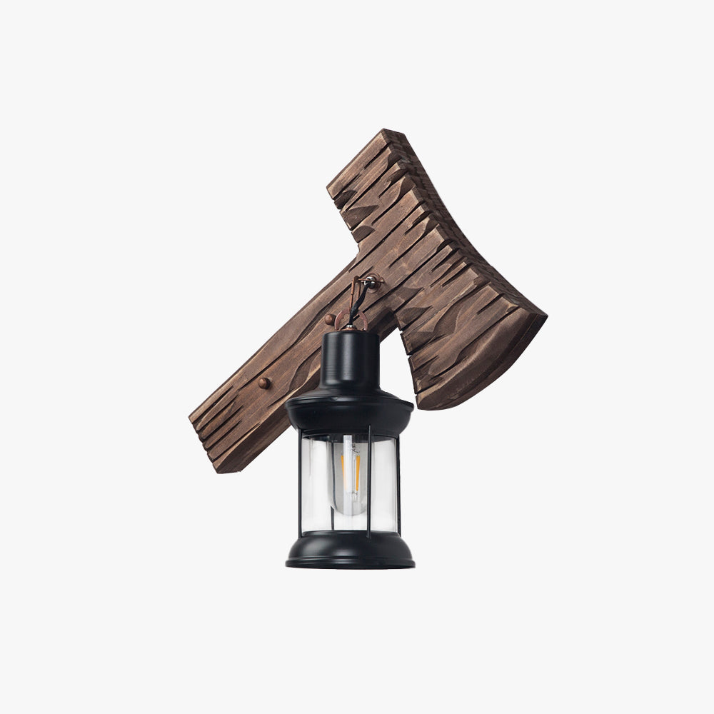 Austin Hammer Laterne Wandleuchte, Holz & Metall, 30x40cm - Lumpaz