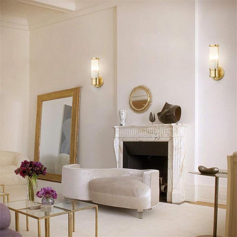 Modern Brass Gold Crystal Wall Sconce - Lumpaz