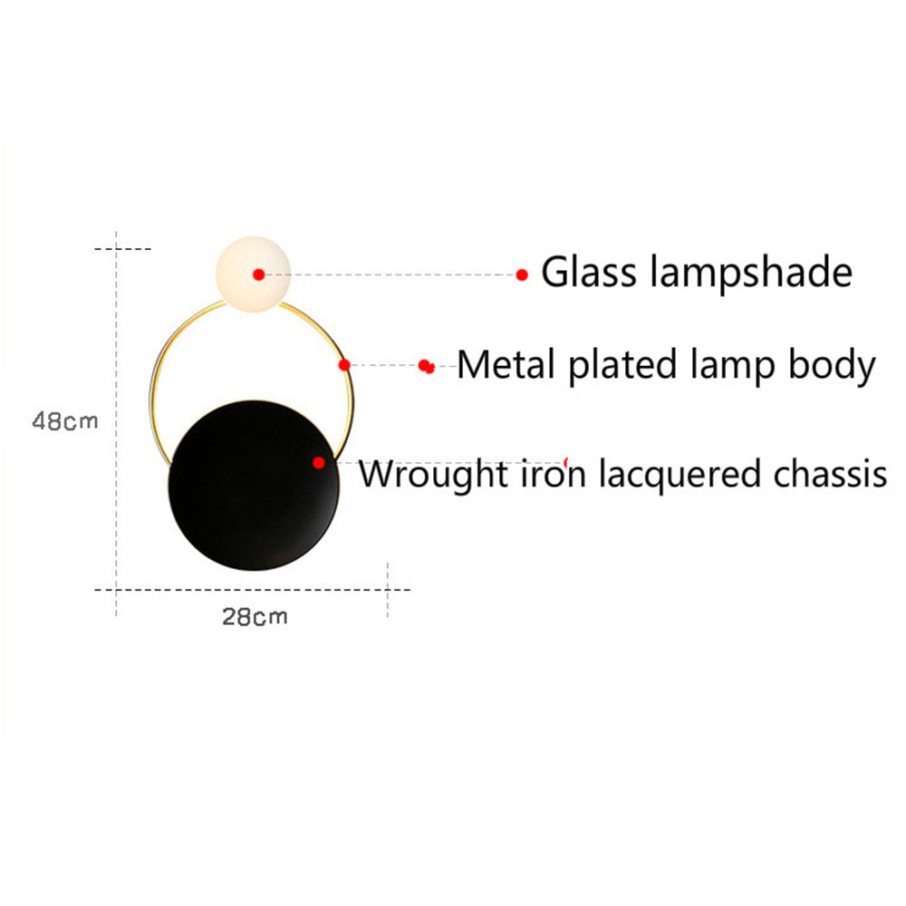 Nordic Simple  Black Gold Wrought Iron Circle Aisle Corridor Wall Light - Lumpaz