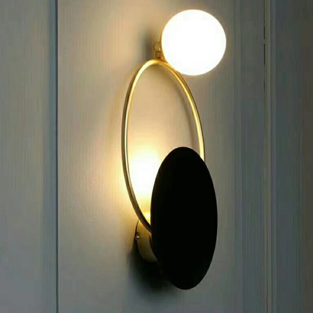 Nordic Simple  Black Gold Wrought Iron Circle Aisle Corridor Wall Light - Lumpaz