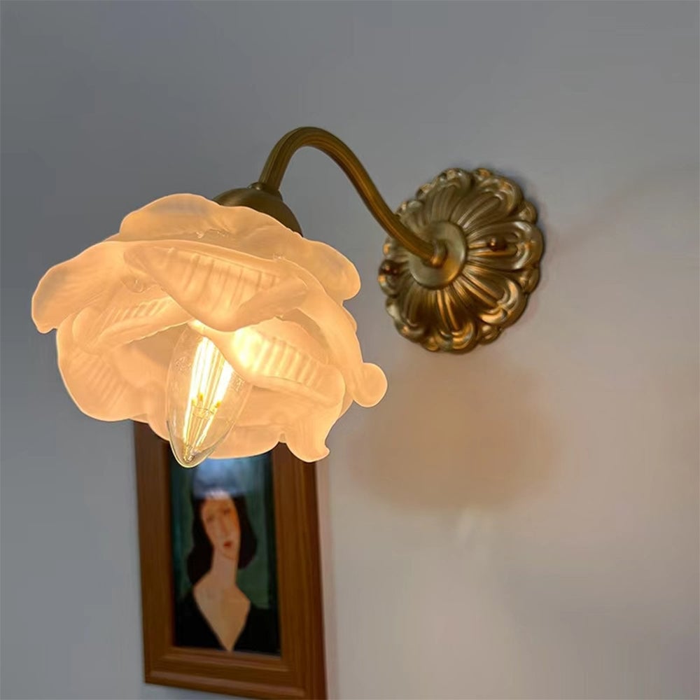 Retro Flower Petal Glass Wall Lamp Copper Wall Light - Lumpaz