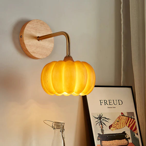 Cute Resin Material Yellow Pumpkin Wall Lamp - Lumpaz