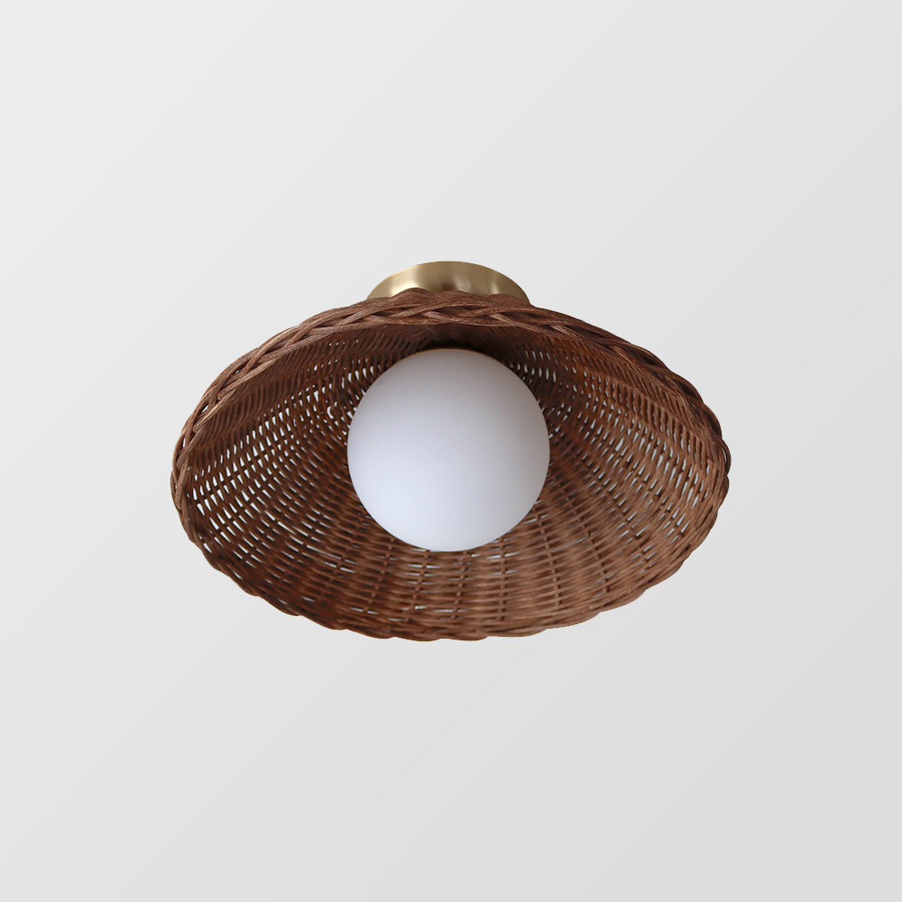 Rustic Bamboo Glass Woven Wall Light - Lumpaz
