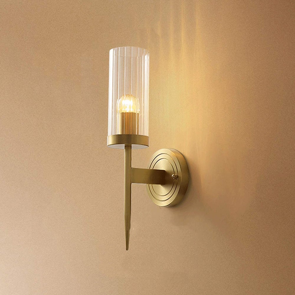 Modern Brass Sconce Ribbed Long Glass Wall Lights For Living Room - Lumpaz