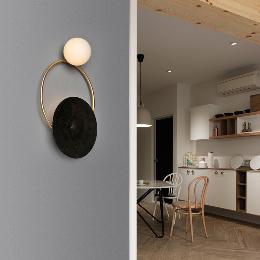 Nordic Simple  Black Gold Wrought Iron Circle Aisle Corridor Wall Light - Lumpaz