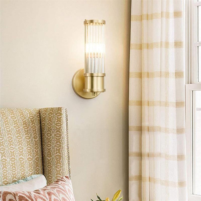 Modern Brass Gold Crystal Wall Sconce - Lumpaz