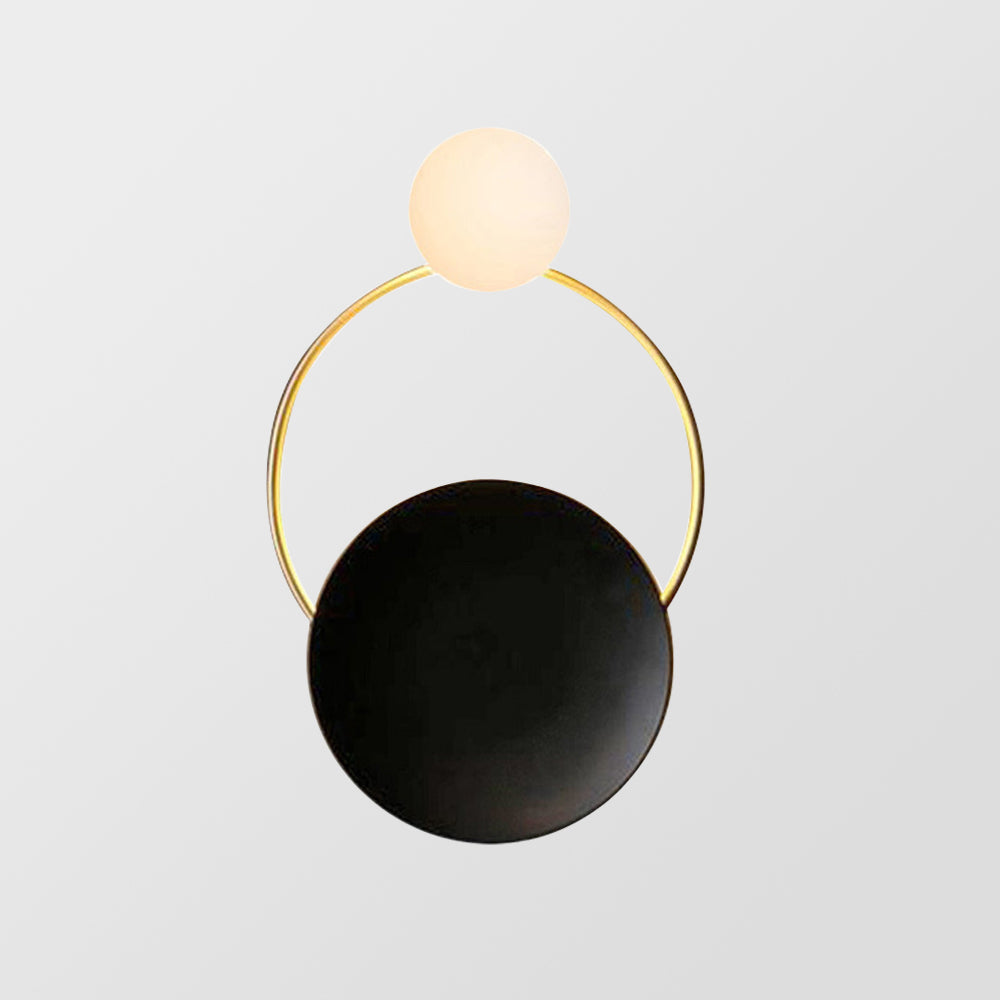 Nordic Simple  Black Gold Wrought Iron Circle Aisle Corridor Wall Light - Lumpaz