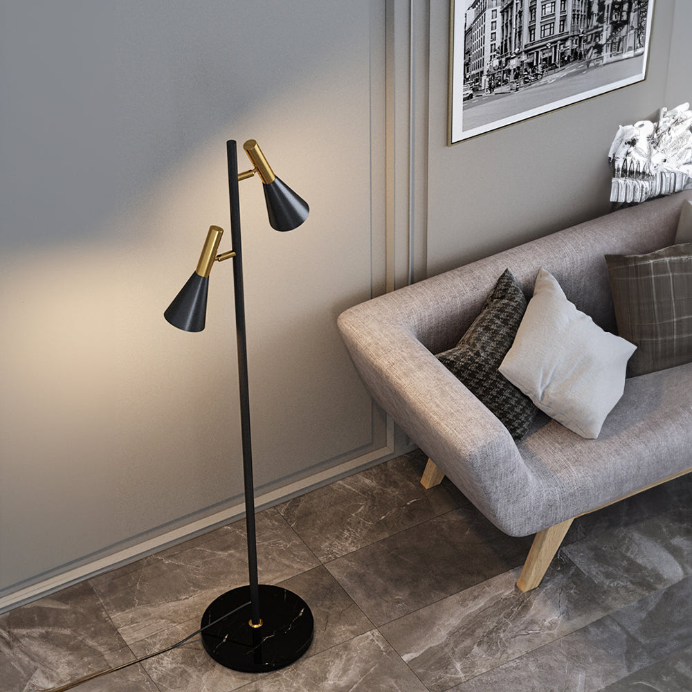 Creative Adjustable Two Heads Black Floor Lamp - Lumpaz