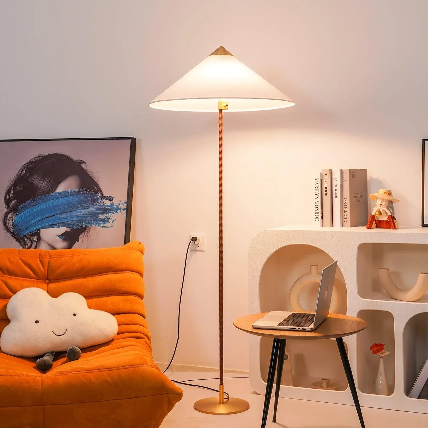 Vintage Rattan Tall Floor lamp For Reading - Lumpaz