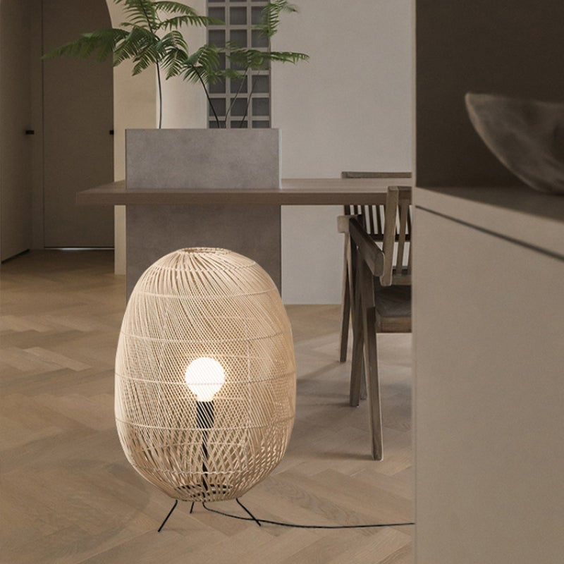 Natural Rattan Midi Floor Lamp for Living Room - Lumpaz