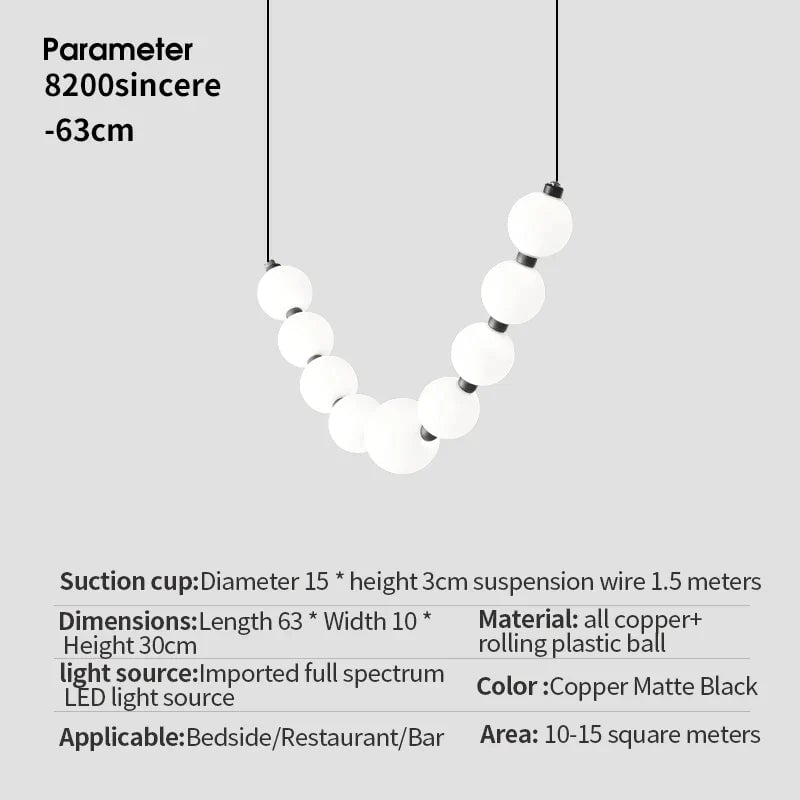 White Ball Bubble Brushed Copper Large Chandelier - Lumpaz