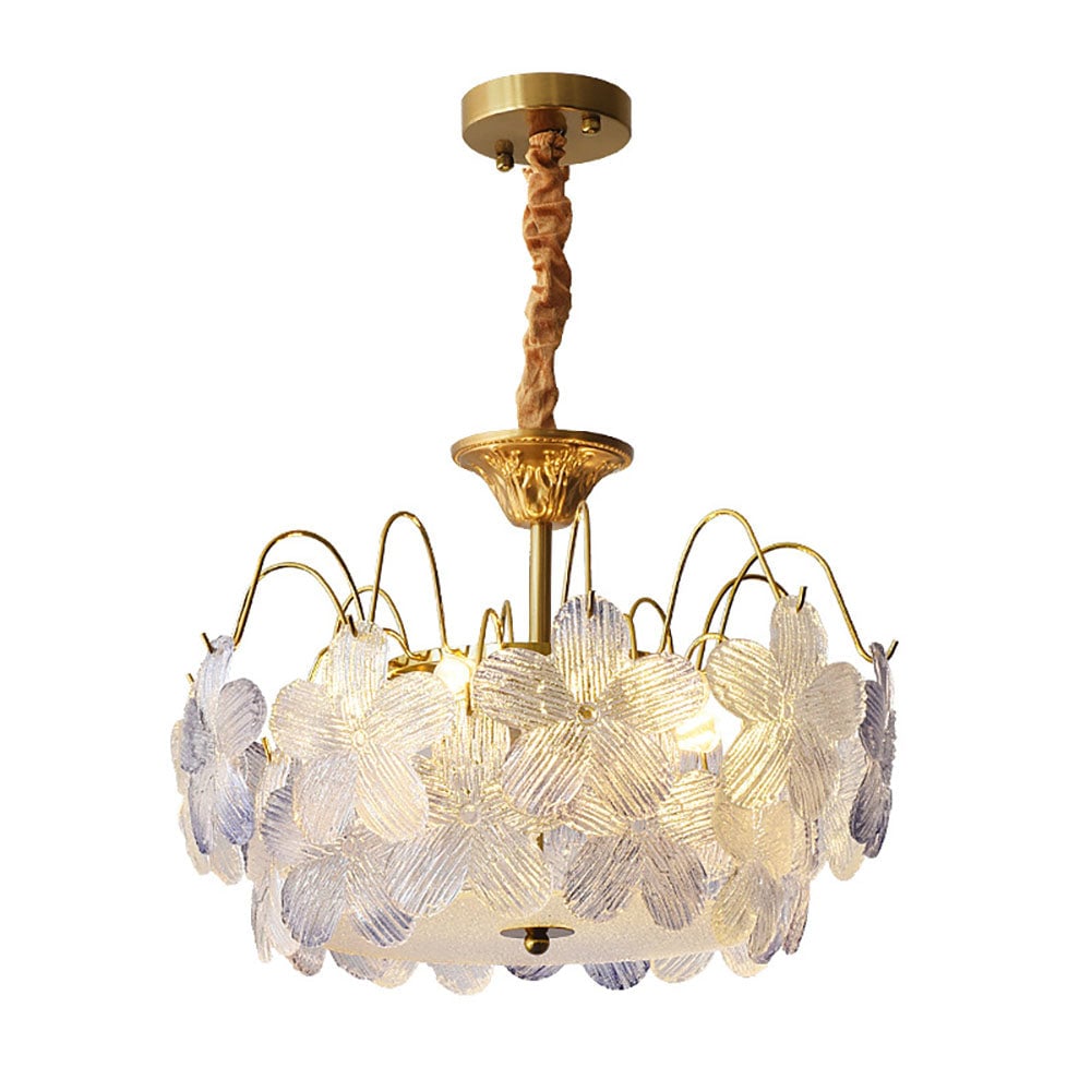 Classic Flower-Shaped Stained Glass Chandelier for Living Room - Lumpaz