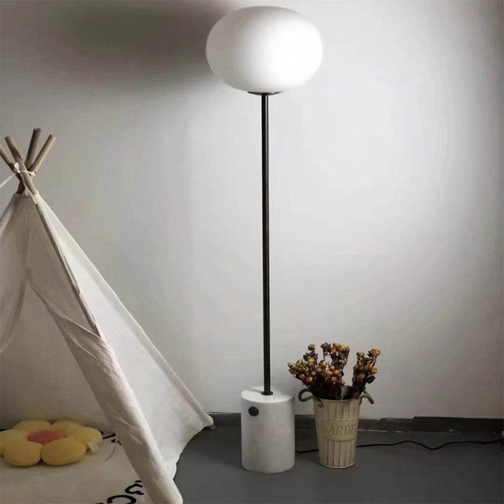 Wabi-sabi Marble Globe Glass Floor Lamp - Lumpaz