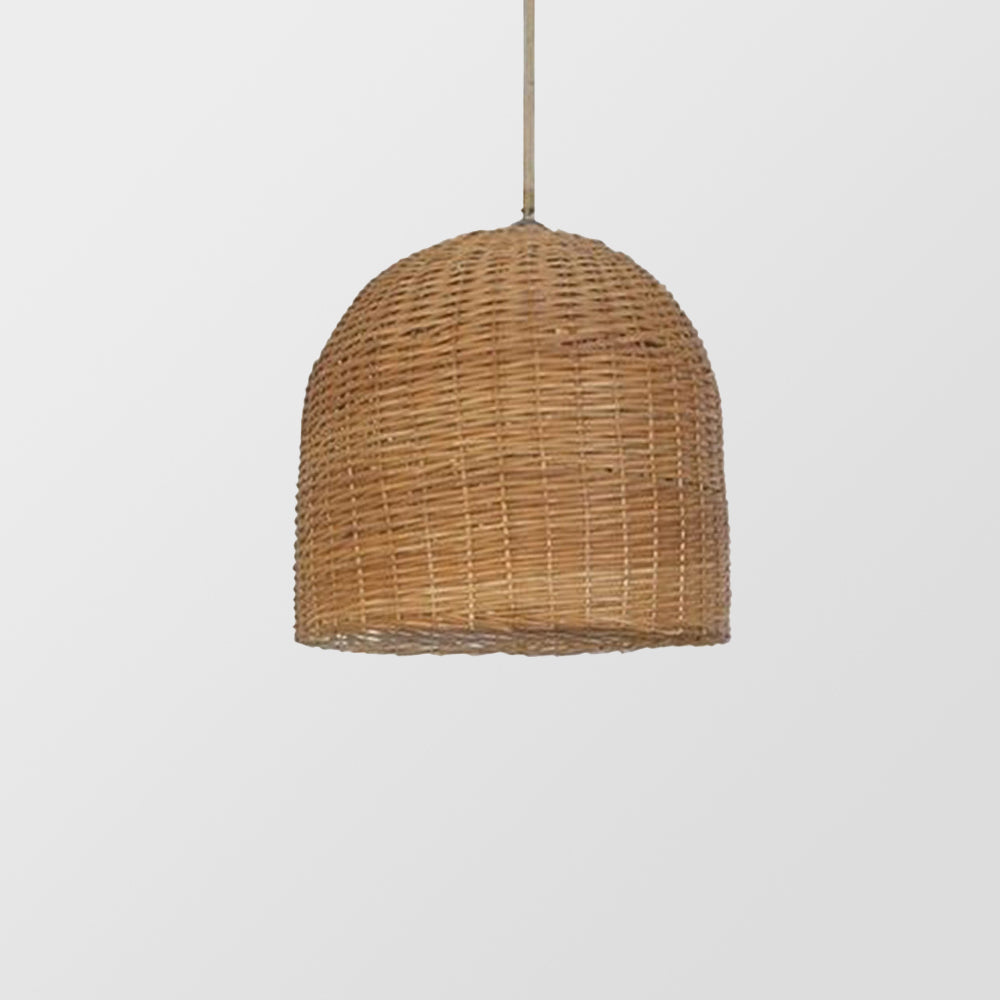 Round Short Bamboo Basket Kitchen Island Pendant Light - Lumpaz