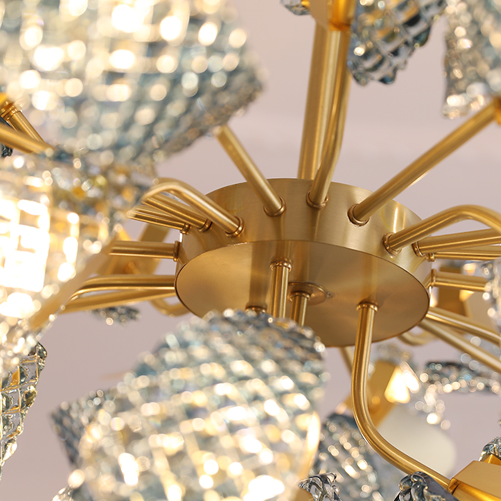 Luxury Style Gorgeous Blue Chandelier Modern Copper Glass Chandelier - Lumpaz