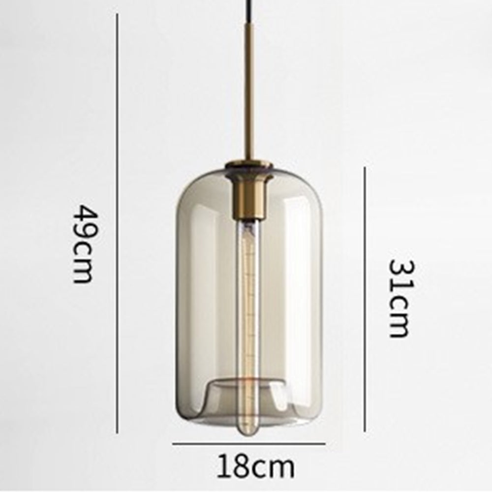Industrial Amber Glass Pendant Light - Lumpaz