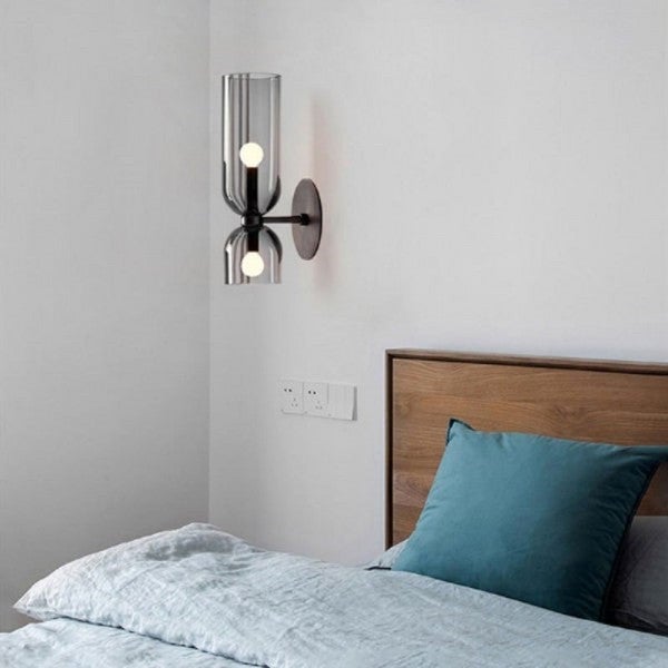 Double Head Glass Wall Lamp LED Sconce for Bedroom - Lumpaz