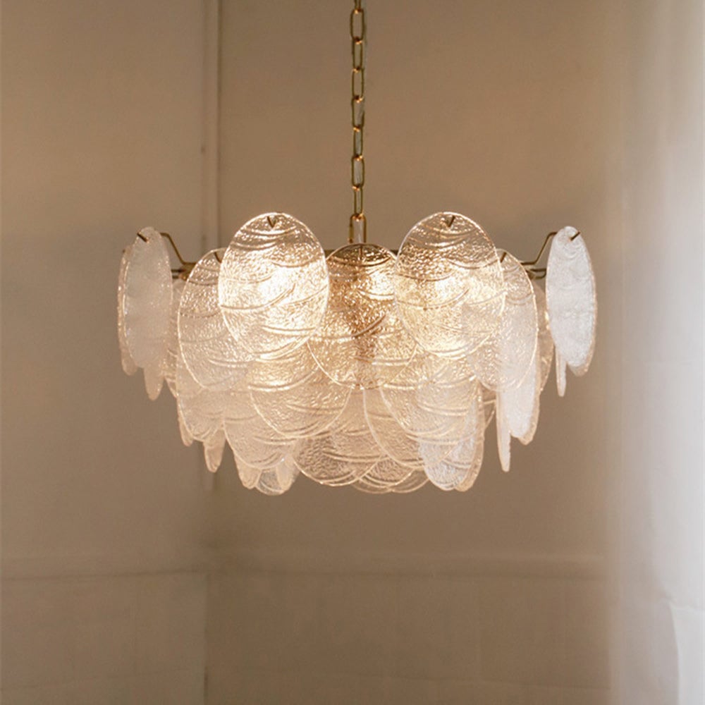 Glass Disc Pendant Light Large Ice Glass Chandelier - Lumpaz