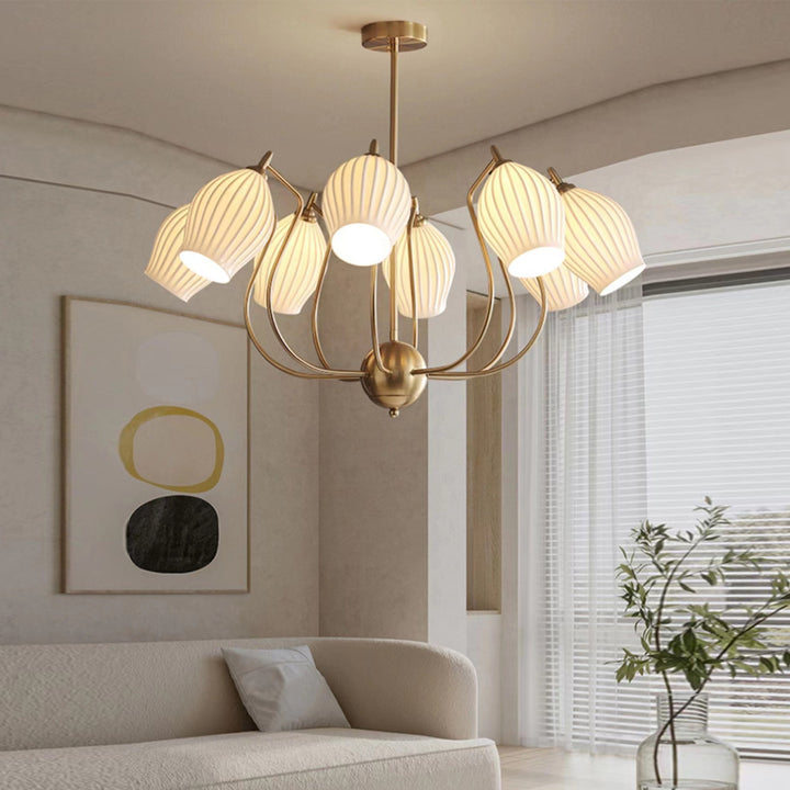 Modern Ceramics Flower shaped Warm Chandelier - Lumpaz