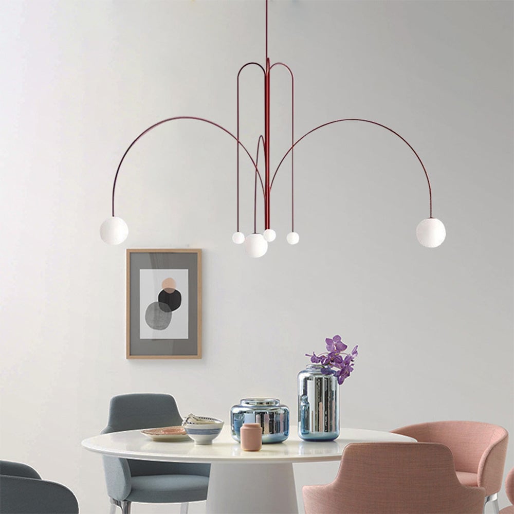 Red Art Deco Long Line Type Metal Pendant Light - Lumpaz
