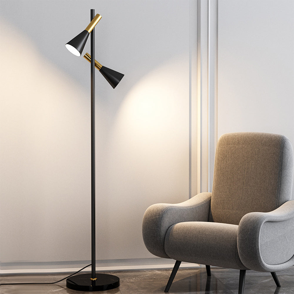 Creative Adjustable Two Heads Black Floor Lamp - Lumpaz