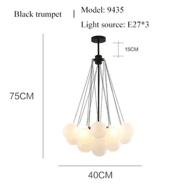 Bubble Chandelier Nordic Frosted Glass Ball Chandelier for Dining Room - Lumpaz