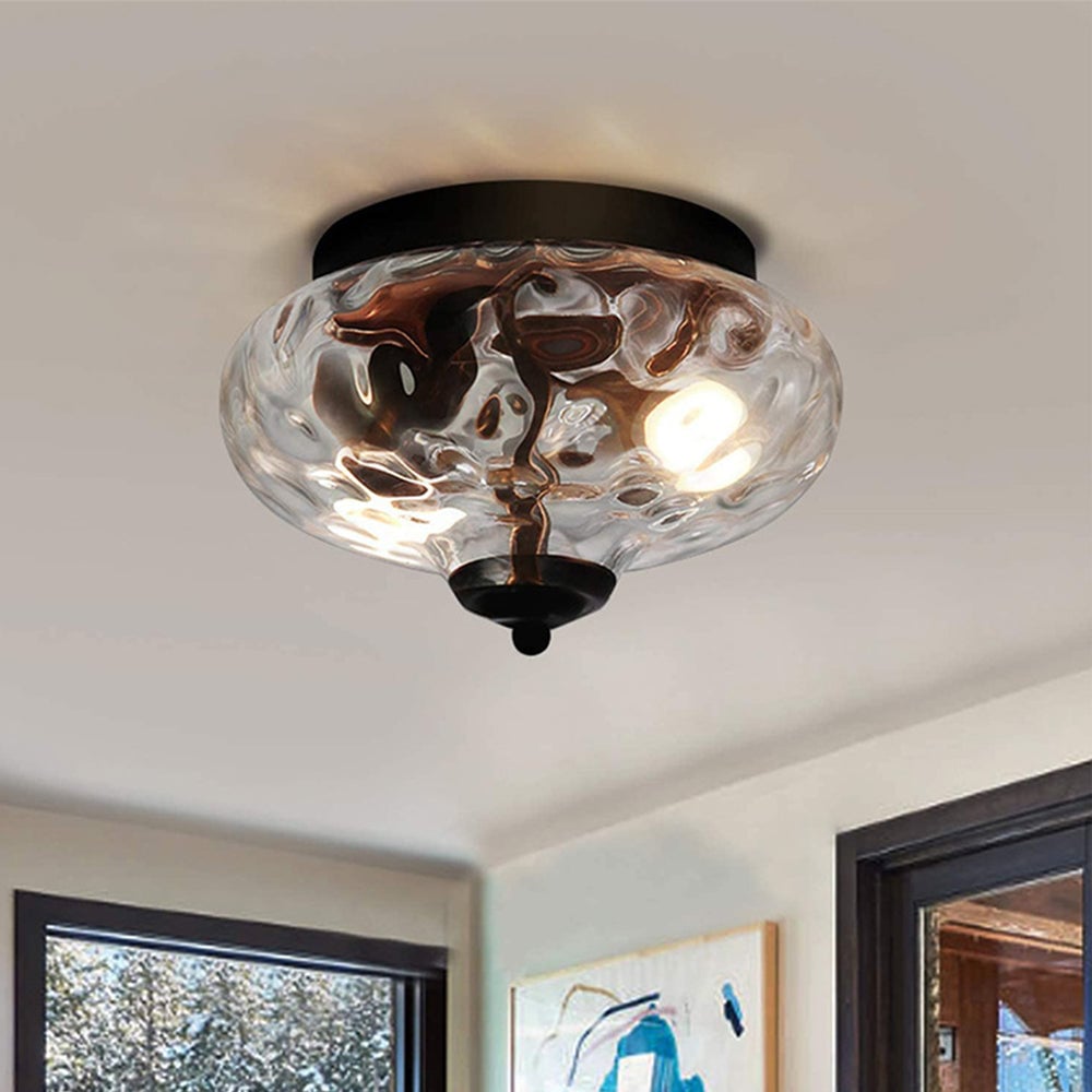 Farmhouse 2-Light Glass Shade Ceiling Light - Lumpaz