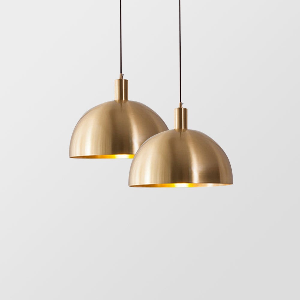 Mid-Century Modern Brass Dome Hanging Pendant Light - Lumpaz