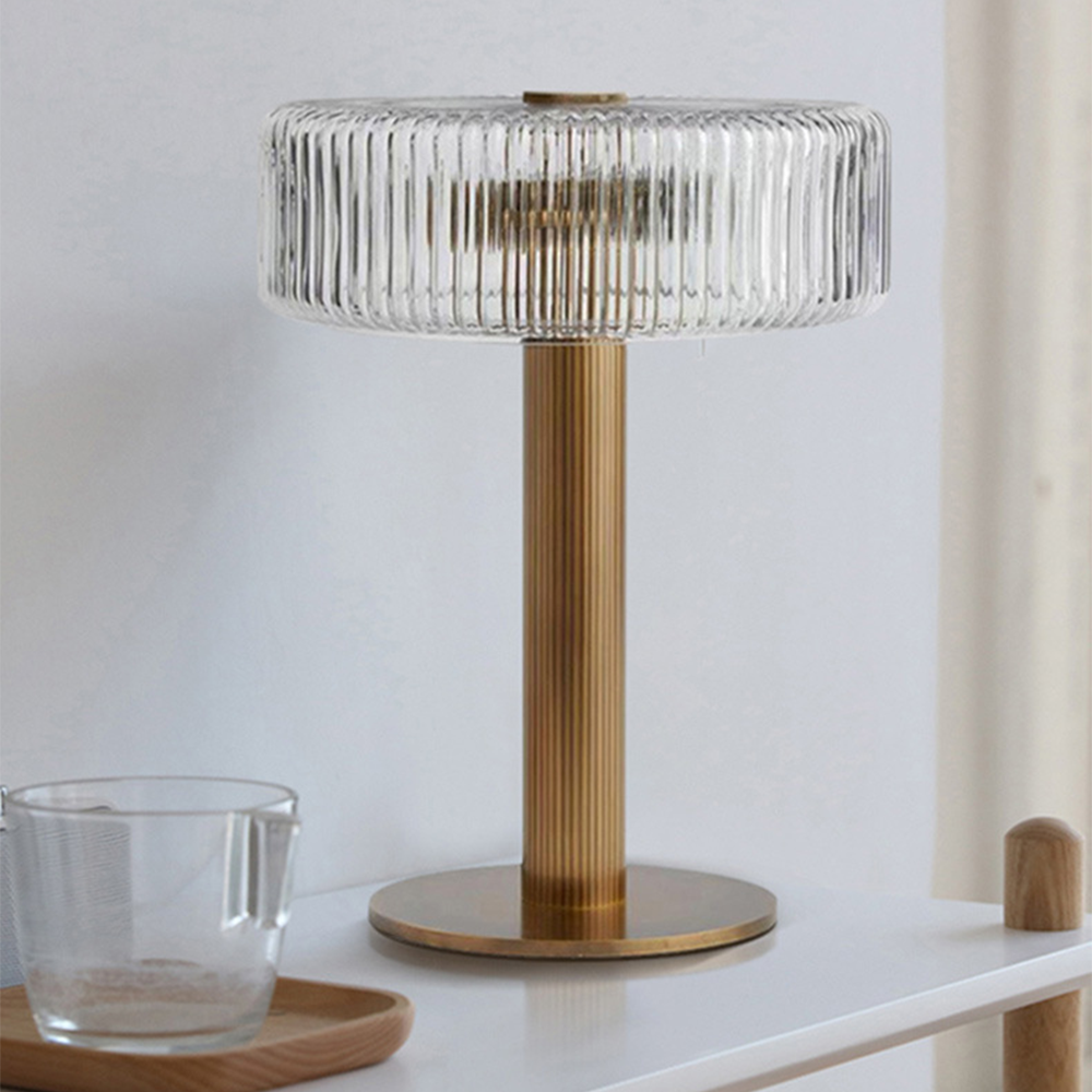 Contemporary Gold Glass Bedroom Table Lamp - Lumpaz