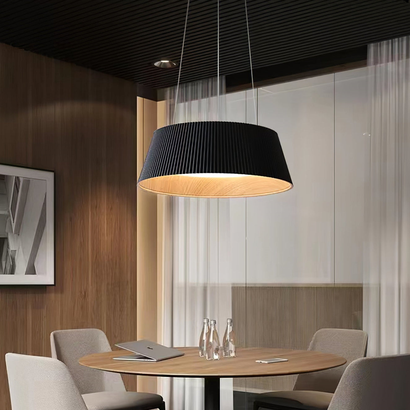 Modern Ribbed LED Pendant Light For Kitchen Island - Lumpaz