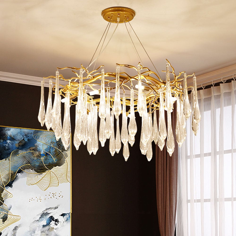 Modern Glass Teardrop Tiered Chandelier - Lumpaz