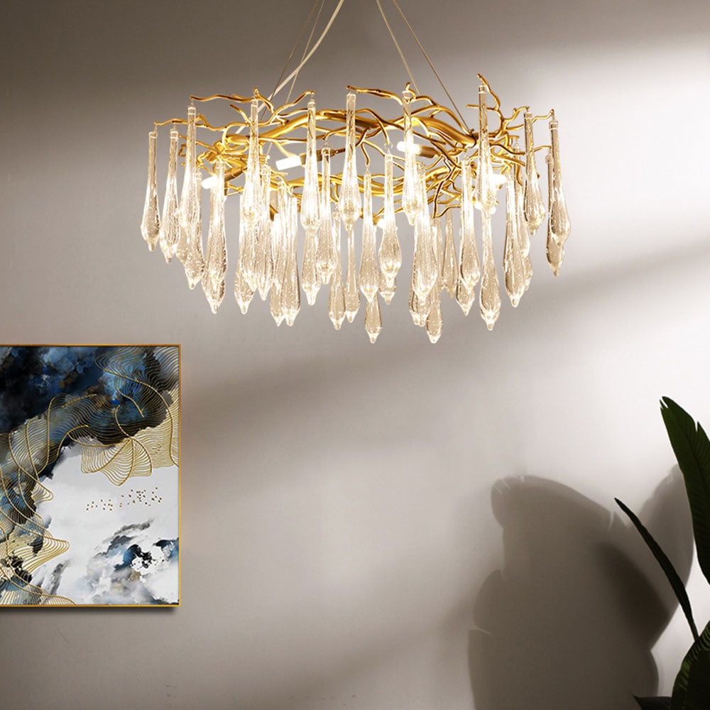 Modern Glass Teardrop Tiered Chandelier - Lumpaz