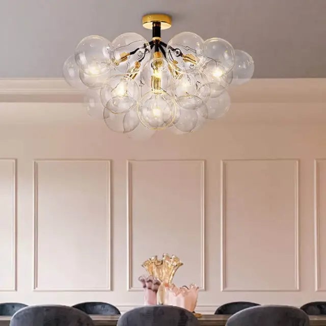 Modern Semi Flush Mount Ceiling Light Glass Bubble  Chandelier - Lumpaz