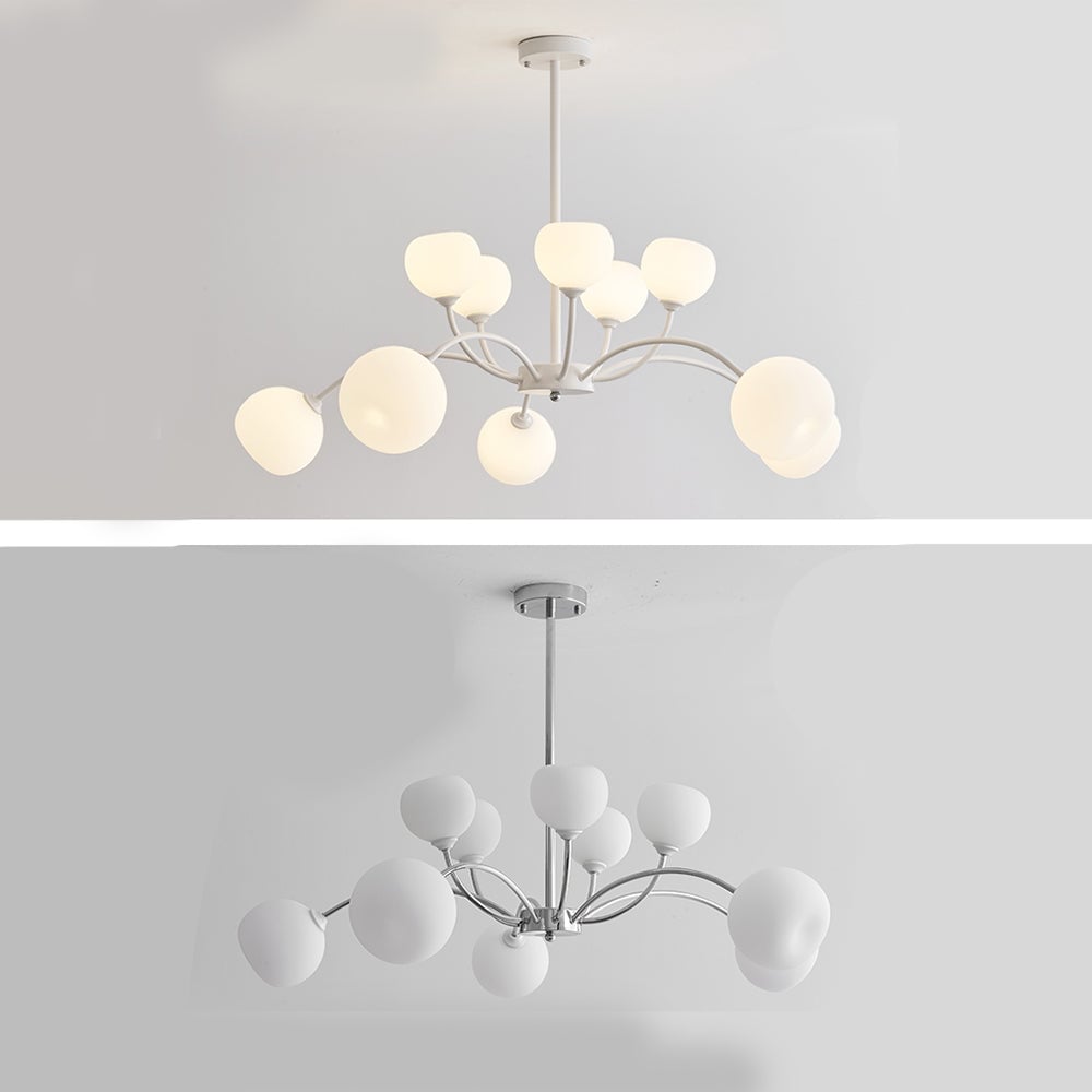 White Glass Globe Sputnik Shape Chandelier - Lumpaz