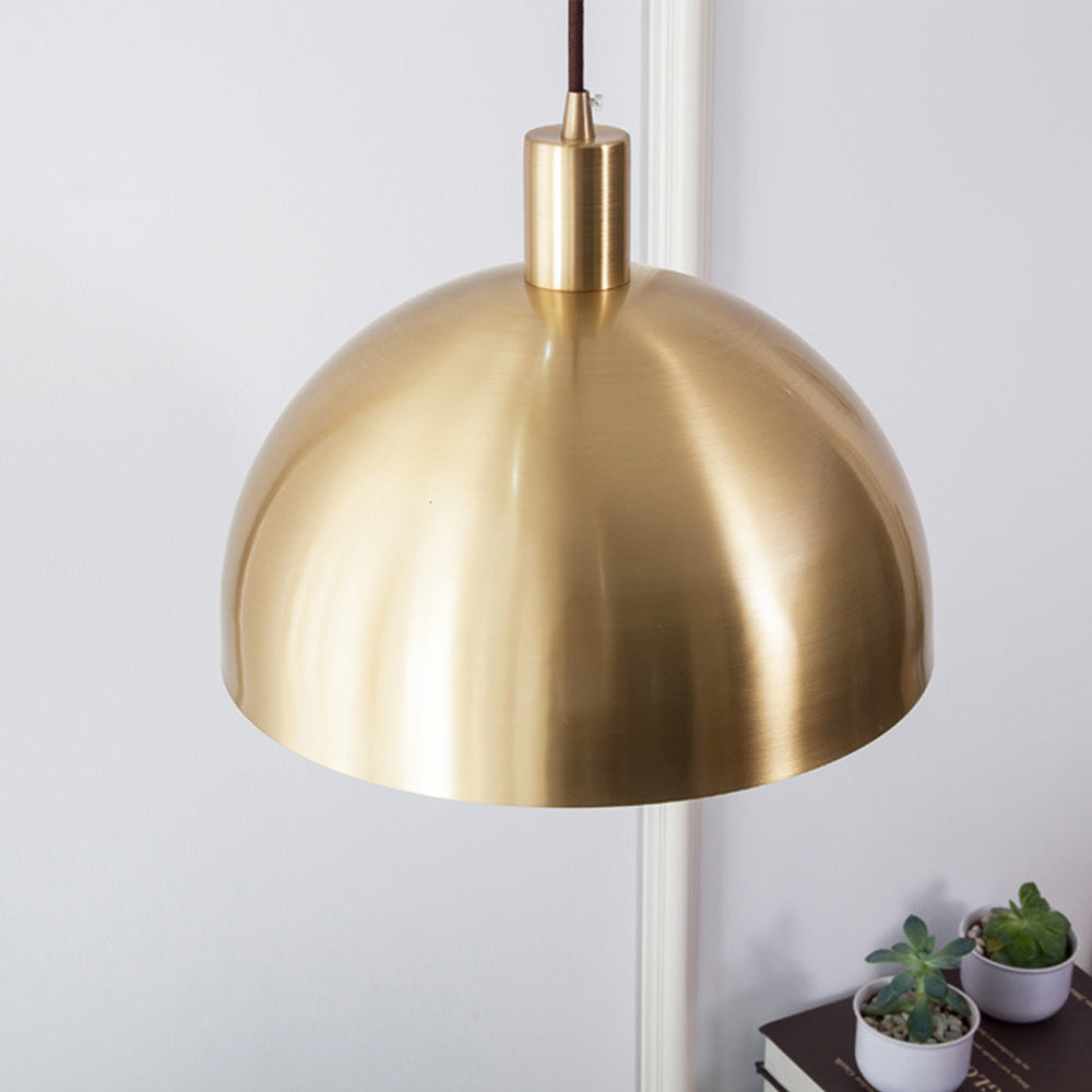 Mid-Century Modern Brass Dome Hanging Pendant Light - Lumpaz