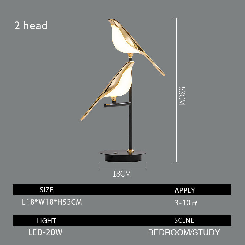 Golden Bird Table Lamp for Bedroom - Lumpaz