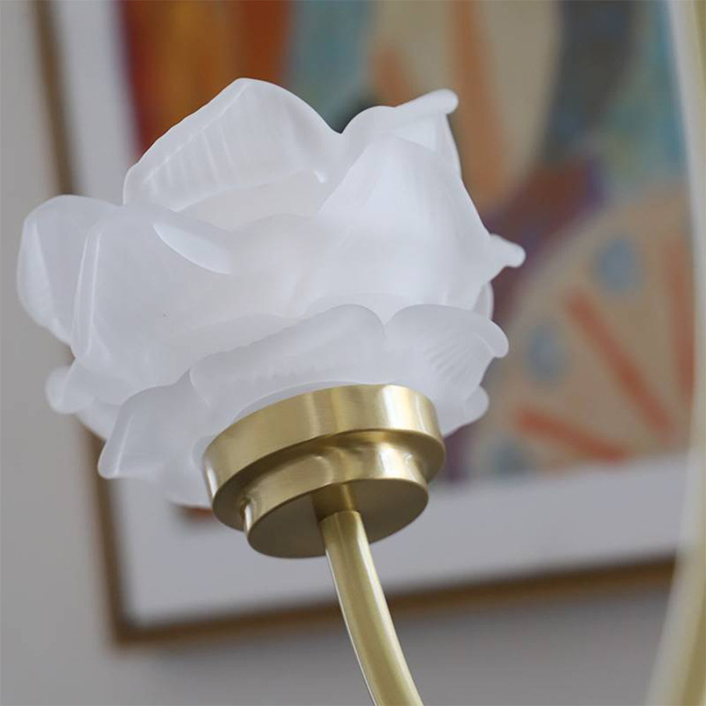 3 Heads French Simple Chandelier Vintage Rose Flower Glass Chandeliers - Lumpaz
