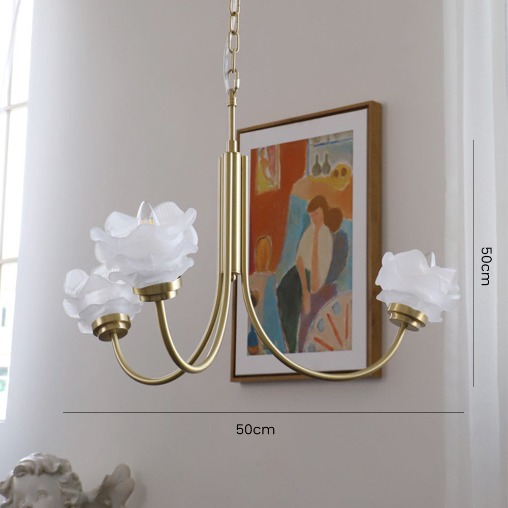 3 Heads French Simple Chandelier Vintage Rose Flower Glass Chandeliers - Lumpaz