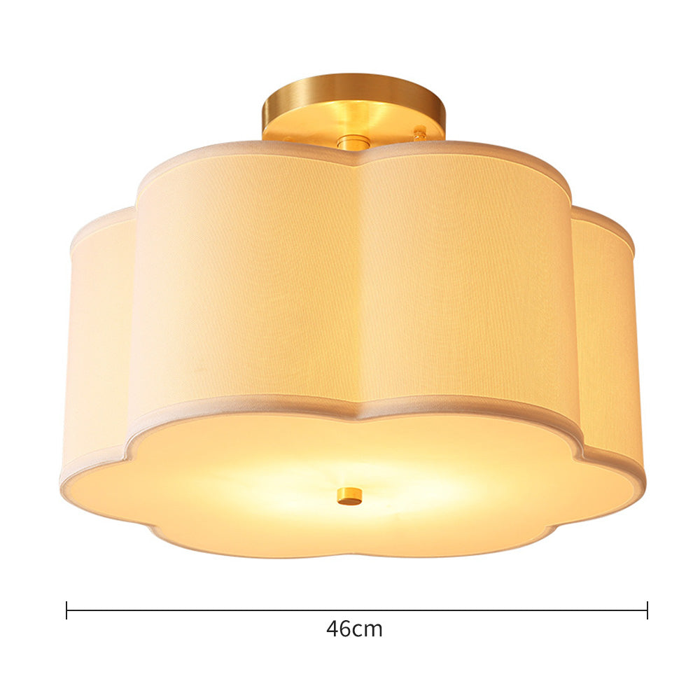 Simple White Flower Semi Flush Ceiling Light For Bedroom - Lumpaz