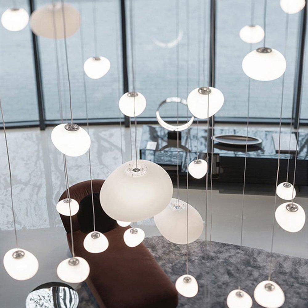 Modern Glass Hanging White Bubble Pendant Lights For Living Room - Lumpaz
