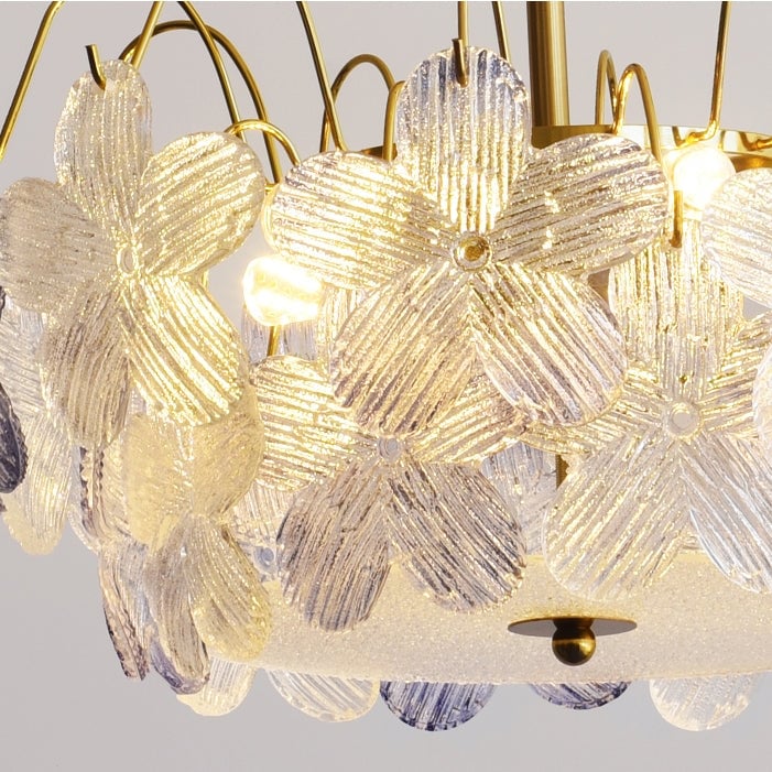 Classic Flower-Shaped Stained Glass Chandelier for Living Room - Lumpaz