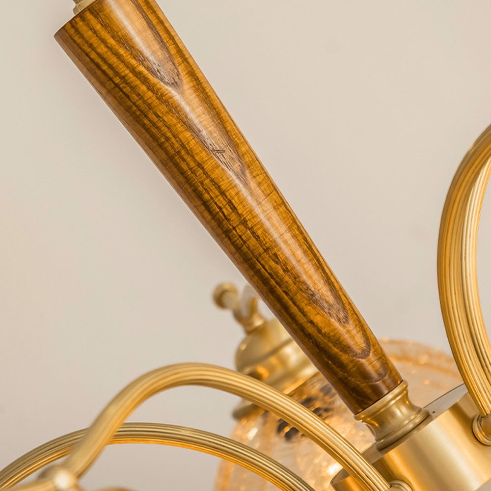 Mid Century Petals All Copper Log Glass Chandelier - Lumpaz