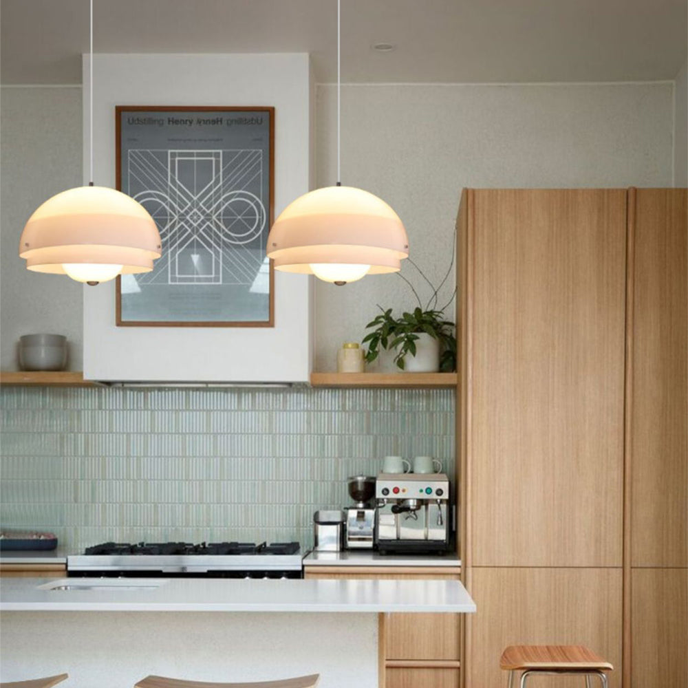 Modern Nordic Style Tiered Glass White Pendant - Lumpaz